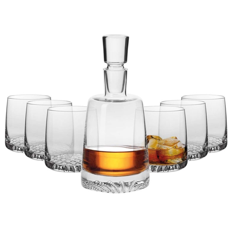 Krosno Whisky Set | 1 Ã— 32.1 oz Decanter & 6 Ã— 10.1 oz Glasses | Fjord Collection | For Home, Restaurants & Parties | Gift for Whisky Connoisseurs | Lead-Free Crystal Glass - Image 1